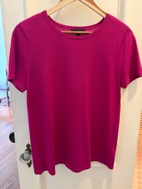 Saks Fifth Avenue Short Sleeve Crewneck Top in Fuchsia